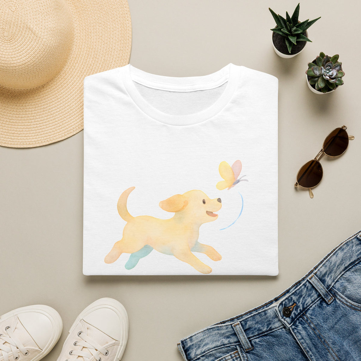 Dog Chasing Butterfly T-Shirt