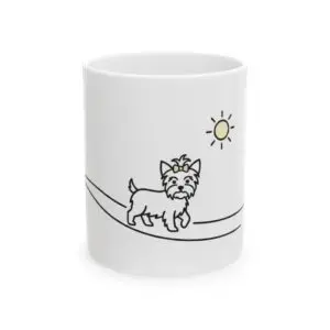 Walking Yorkie Ceramic (11oz) Mug – Cute Yorkshire Terrier Dog Lover Coffee Cup