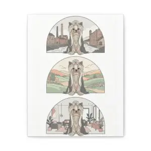 Elegant Long-Haired Yorkie Wall Art – Regal Yorkshire Terrier Print in Three Background Styles, Matte Canvas, Stretched, 1.25