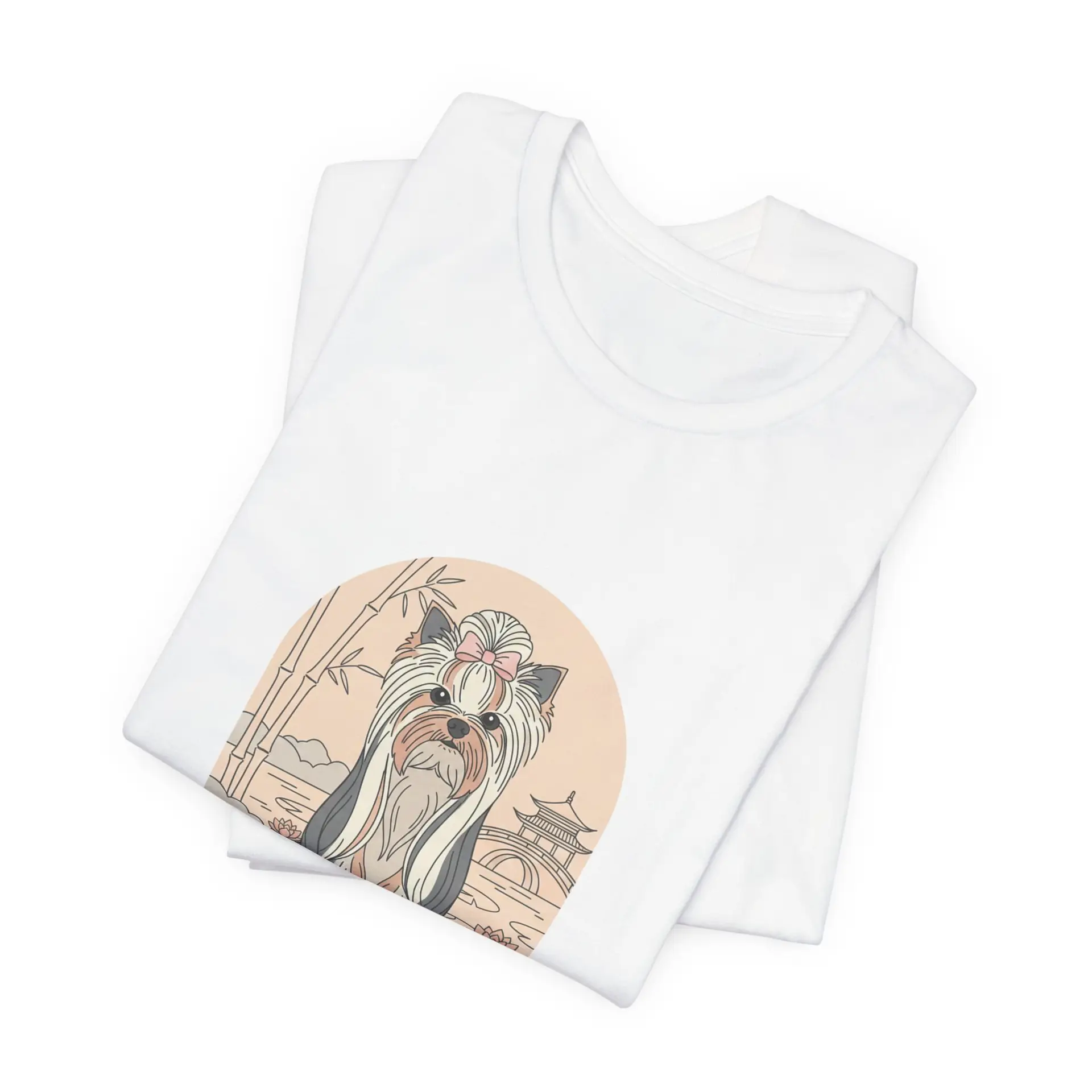 Long Haired Yorkie T-Shirt – Minimalist Yorkie Line Art Tee for Dog Lovers - Image 3